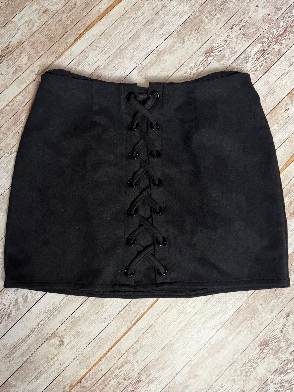 Black Lace-Up Mini Skirt